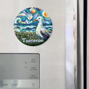 Seagull Van Gogh Style Beach Personalized Magnet