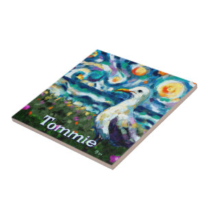 Seagull Van Gogh Style Beach Personalized Tile