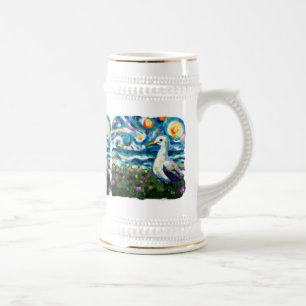 Seagull Van Gogh Style Beach Sky Blue Teal Beer Stein