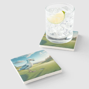 Seagull With a Golf Ball In Its Beak Stone Coaster
