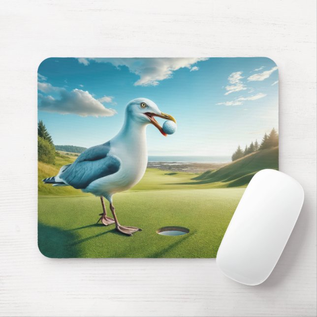 Seagull With a Golf Ball Mouse Pad (With Mouse)
