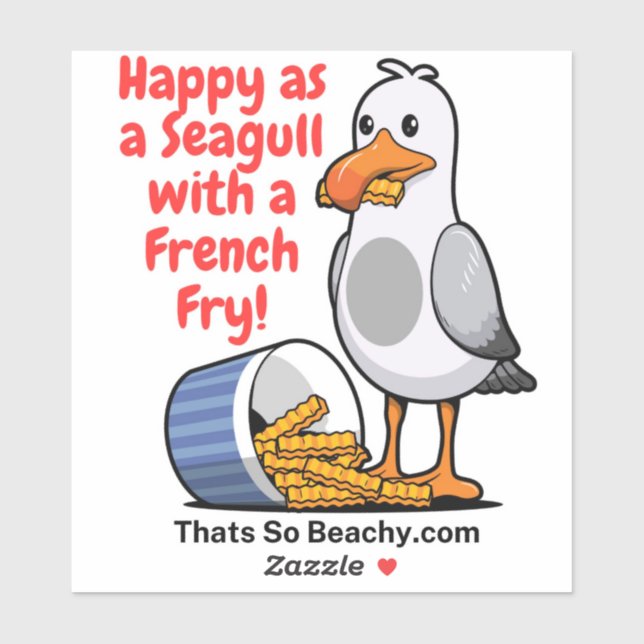 Seagull with french fry sticker wildwood boardwalk (Sheet)