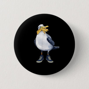 Seagull With Fries And Sneakers Fun T-shirt.png 2 Inch Round Button