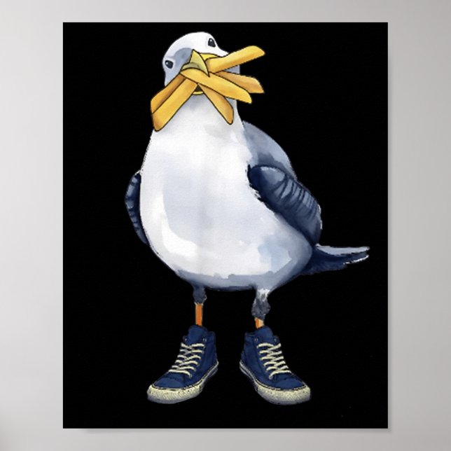 Seagull With Fries And Sneakers Fun T-shirt.png  Poster (Front)