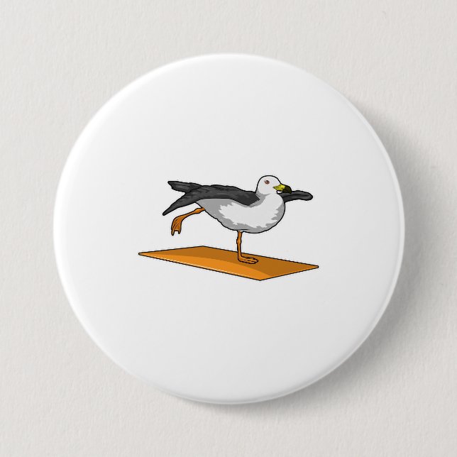 Seagull Yoga Meditation Fitness 3 Inch Round Button (Front)