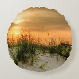 Seagulls at Sunrise Round Pillow