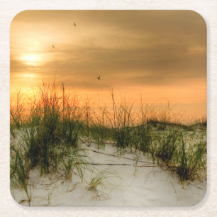 Seagulls at Sunrise Square Paper Coaster