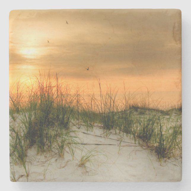 Seagulls at Sunrise Stone Coaster (Front)