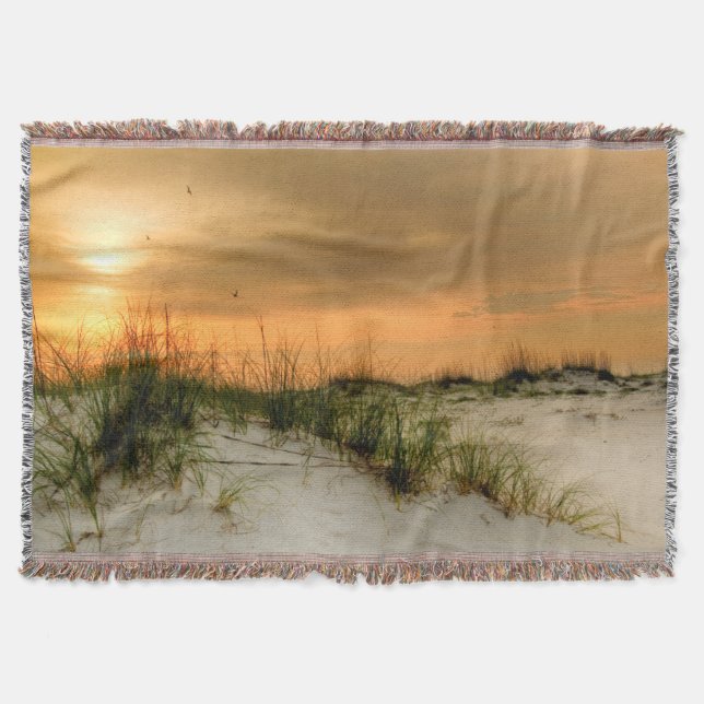 Seagulls at Sunrise Throw Blanket (Front)