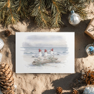 Seagulls Beach Christmas Holiday Card