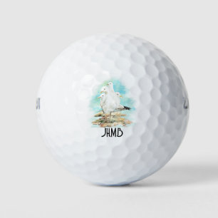 Seagulls Bird Beach Animal Monogram Art Golf Balls
