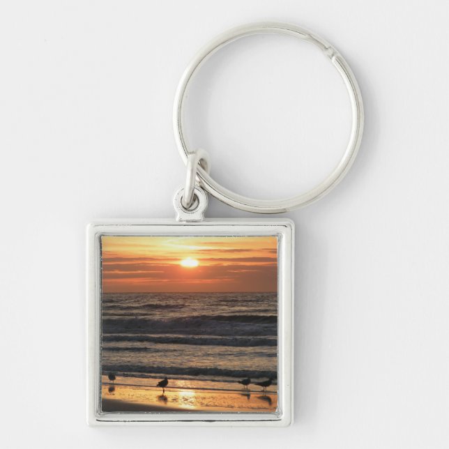 Seagulls by the Ocean at Sunset Keychain (Front)
