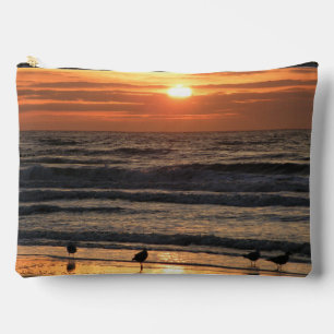 Seagulls by the Sea at Sunset Accessory Pouch