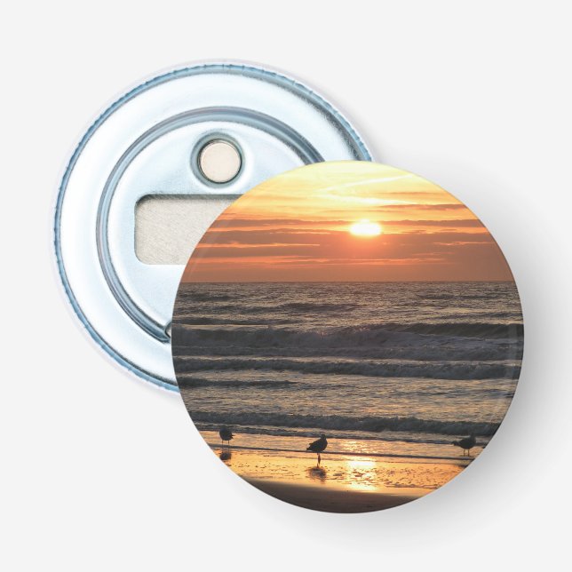 Seagulls by the Sea at Sunset  Bottle Opener (Front)