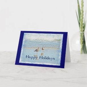 Seagulls et Vagues Bonne Carte de voeux de vacance