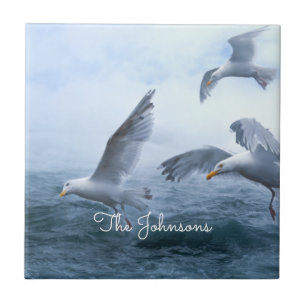 Seagulls Flight over the Sea Tile