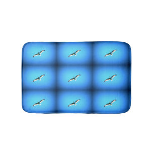 seagulls flying blue bath mat