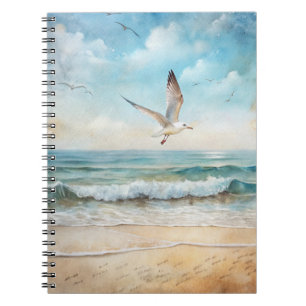 Seagulls Flying on a Beach Notebook