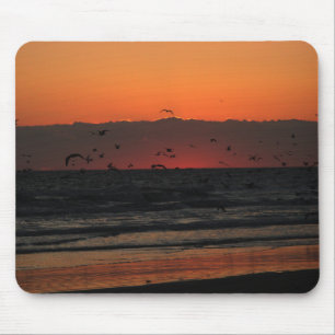 Seagulls Flying Over Ocean Sunrise Mouse Pad