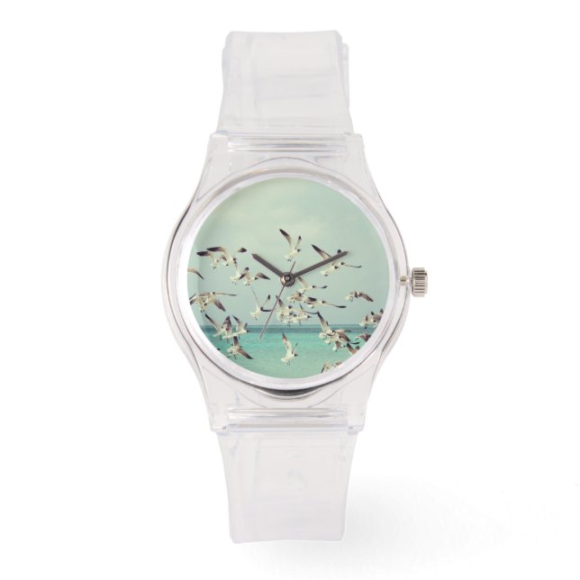 Seagulls Flying Over Ocean Watch (Front)