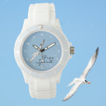 Seagulls in Flight Free Spirit Watch<br><div class="desc">Inspired by the freedom of seagulls in flight against a clear blue sky,  this beautiful watch can inspire and acknowledge her free spirit. The bird or beach lover will love this coastal treasure. It can be personalized with a Name or Initials.

All images are original bird photography by JLW_PHOTOGRAPHY.</div>