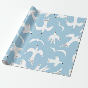 Seagulls in flight wrapping paper