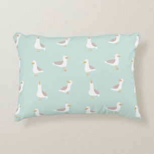 Seagulls in light teal accent pillow