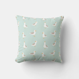 Seagulls in light teal throw pillow
