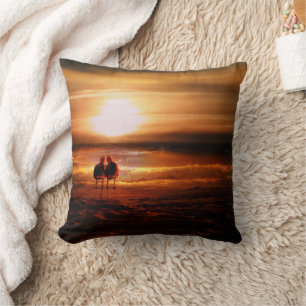 Seagulls - Lovebirds at Sunset Throw Pillow