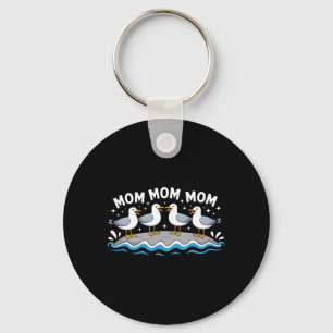 Seagulls Mom Shouting Water Fun Beach Family Keychain