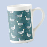 Seagulls Nautical Bone China Mug<br><div class="desc">A cheeky seagull standing by the deep green ocean. Perfect for those who love sassy birds and the coast.
Perk up your kitchen!</div>