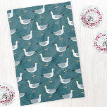 Seagulls Nautical Kitchen Towel<br><div class="desc">A pattern of sassy seagulls standing by the ocean. Perfect for those who love cheeky birds and the coast.
Bring that nautical feel to your kitchen.</div>