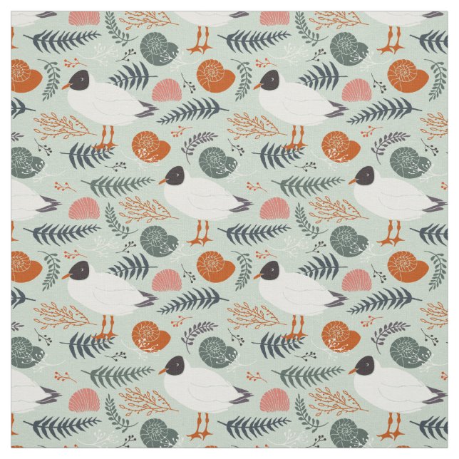 Seagulls Nautical Print Fabric (Swatch)