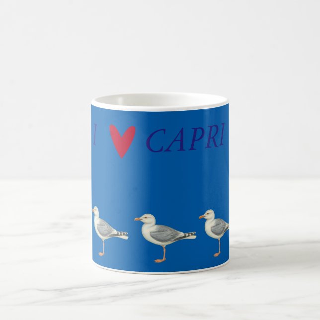 Seagulls on a blue background - Capri Coffee Mug (Center)