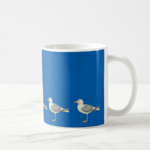Seagulls on a blue background coffee mug