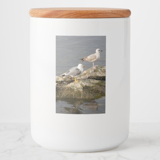 Seagulls on Rock Food Container Label (Front)