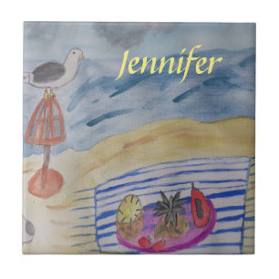 Seagulls on the Beach Ceramic Tile