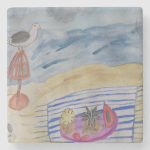 Seagulls on the Beach Stone Coaster