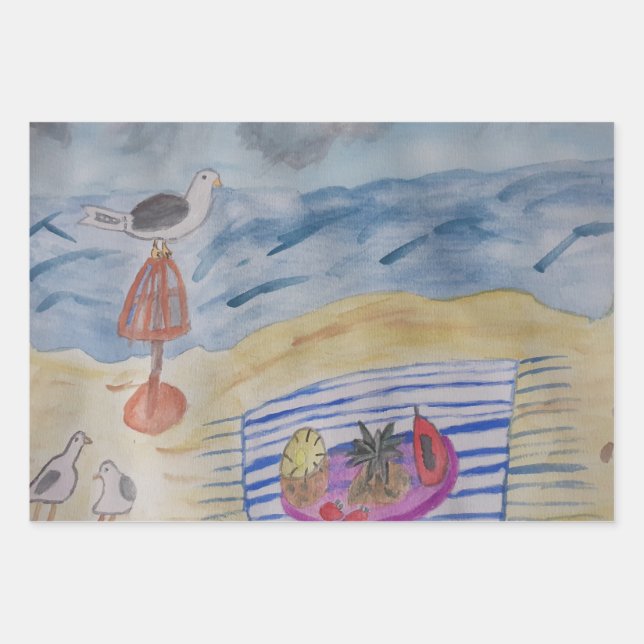 Seagulls on the Beach Wrapping Sheet Set (Front)