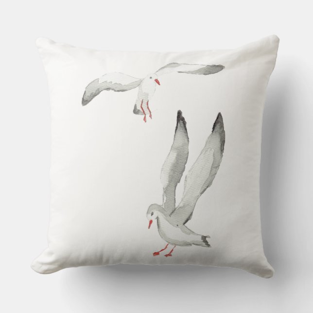 Seagulls Throw Pillow (Front)