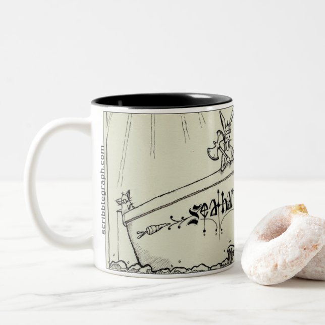 Seahare v1 (detail) Two-Tone coffee mug (With Donut)