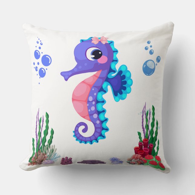 Seahores playful under the sea Pillow (Front)