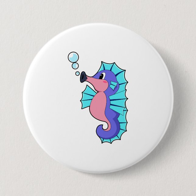 Seahorse 3 Inch Round Button (Front)