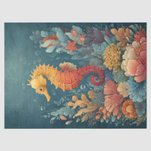 Seahorse Amidst Colourful Coral Tissue Paper