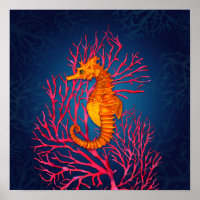 Seahorse and Red Fan Coral