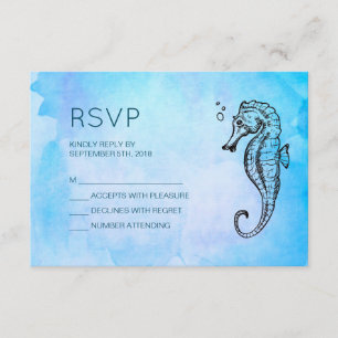 Seahorse and Seashell Nautical Wedding RSVP