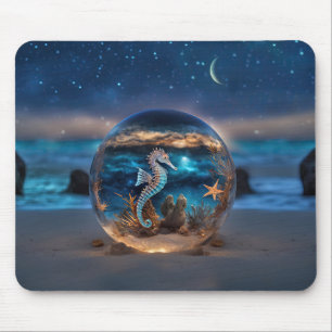 Seahorse and Starfish Beach Underwater Surreal Orb Mouse Pad