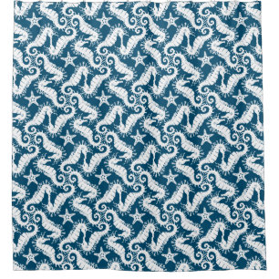 Seahorse and Starfish - Blue Sealife Pattern