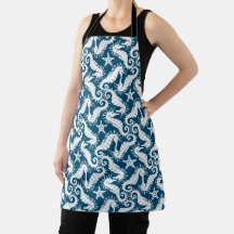 Seahorse and Starfish - Blue Sealife Pattern