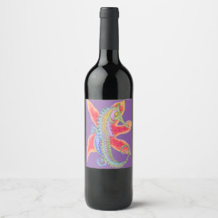 seahorse and starfish wine label